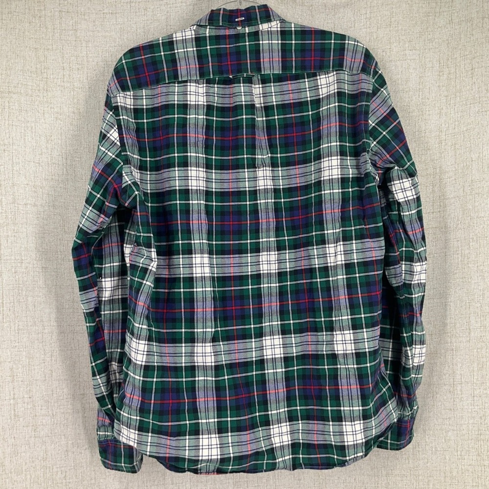 J.Crew Oxford Shirt Mens Sz L Green Cotton Slim Fit Tartan Plaid Button Down - Picture 2 of 8